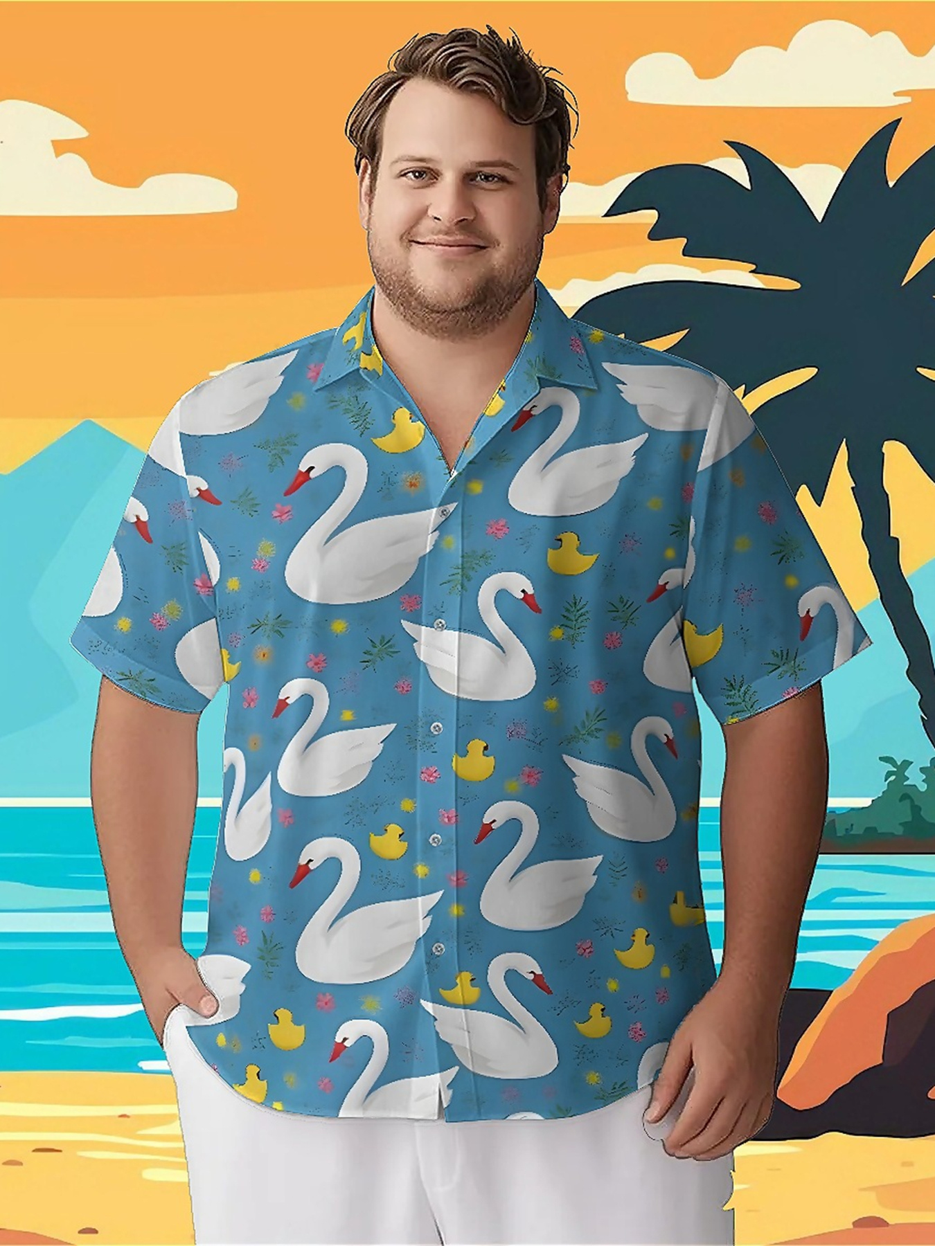 Summer Clothing For A Beach - Men's Plus Size Hawaiian ShirtsDucks and