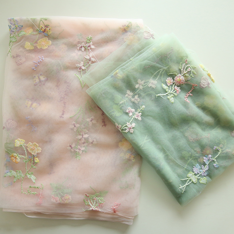 Summer Gauze Clothing - 150x50cm Pastoral Style Summer Embroidered Floral