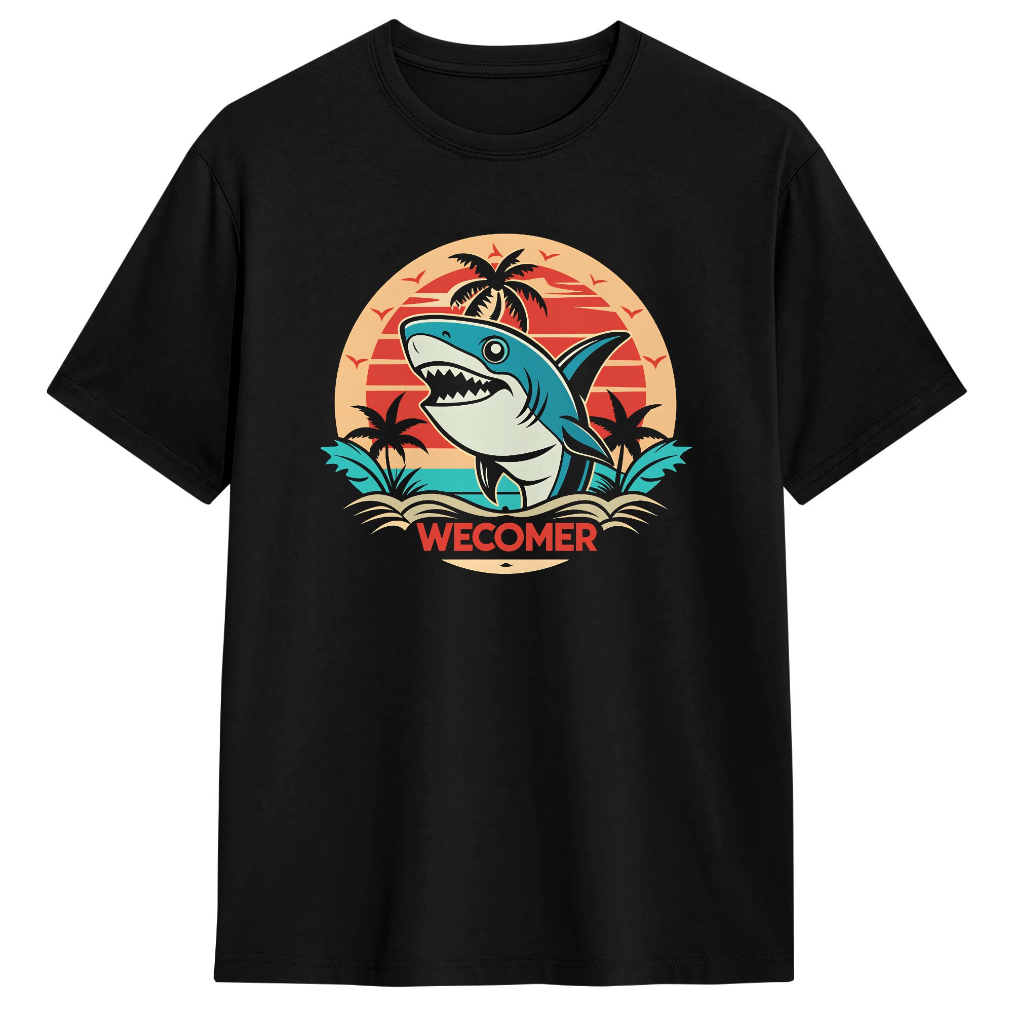 Summer Clothing Clipart - Men's T Shirt Retro Shark Cliparts