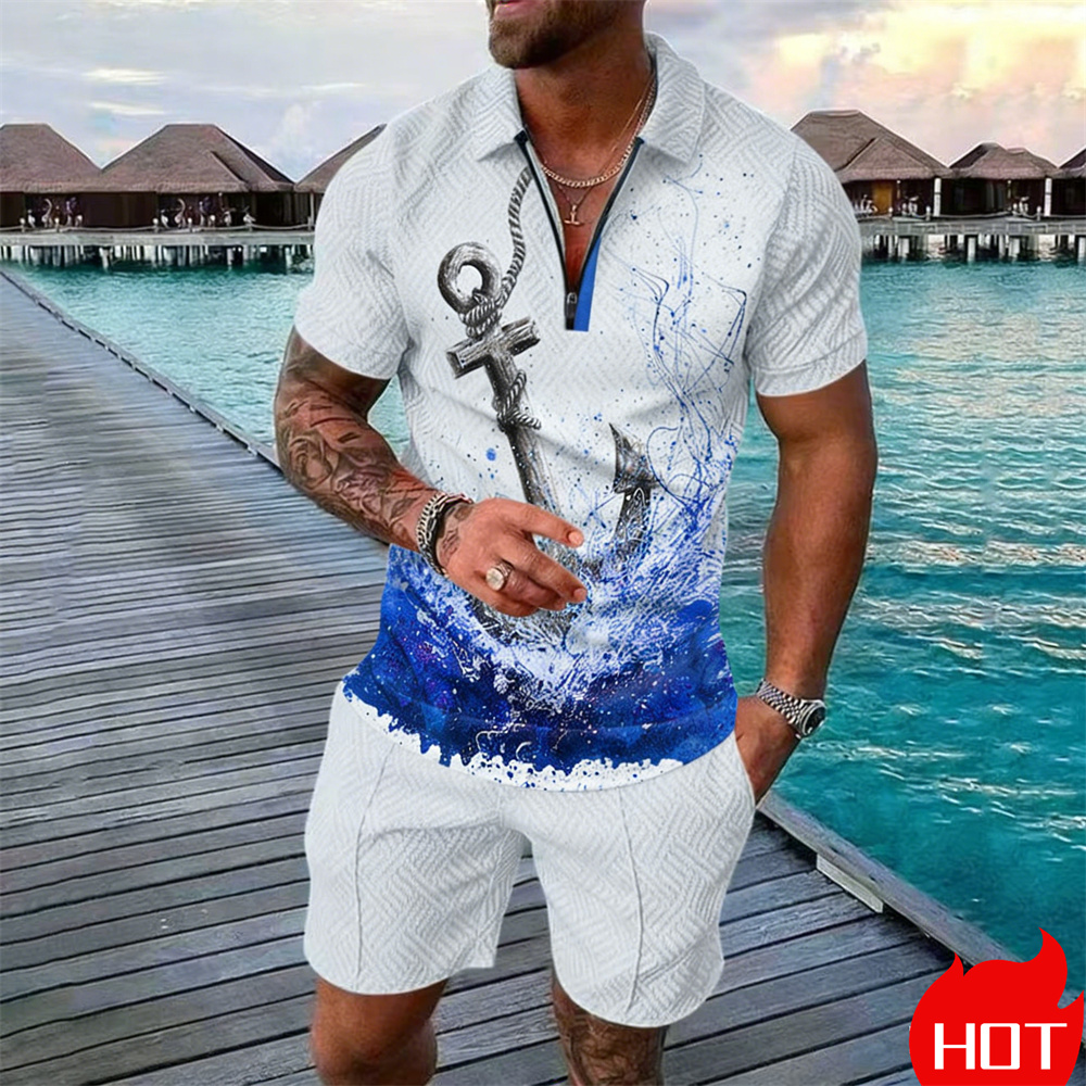 Summer Clothing Vacation - Summer man polo shirt set Vintage
