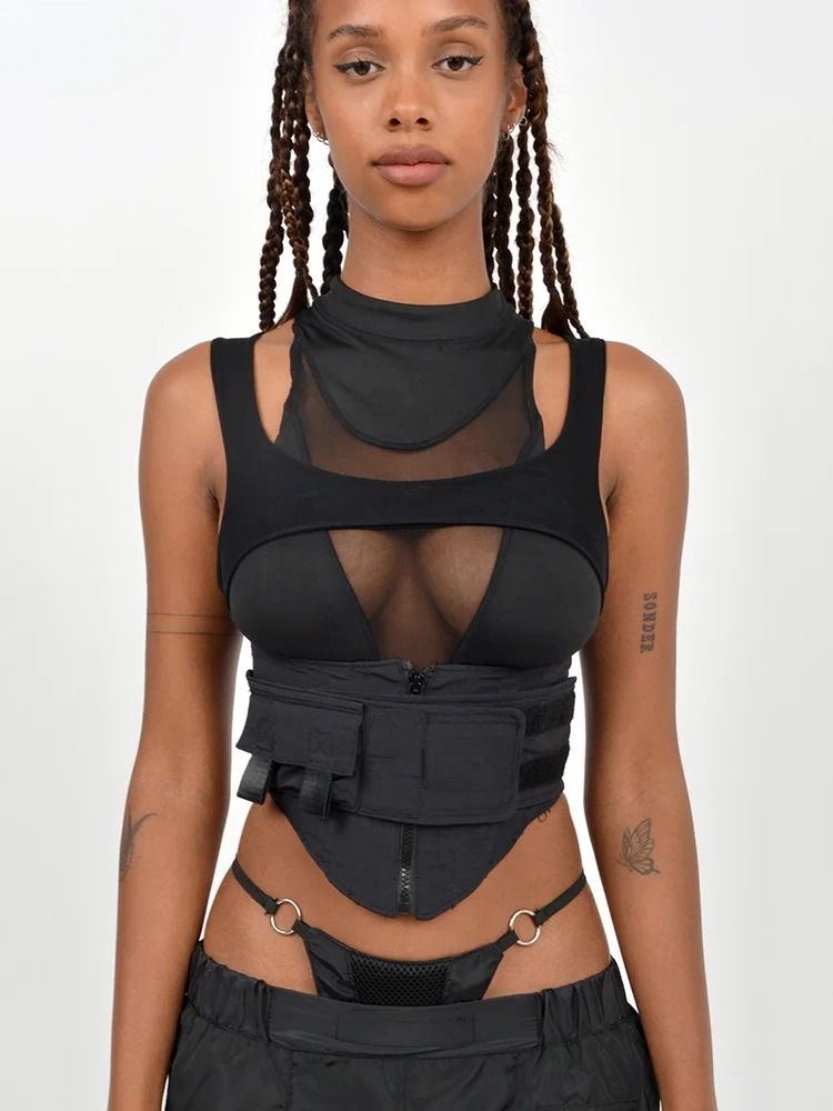 Summer Gauze Clothing - Biker Shorts Top Women Hipster Y2K