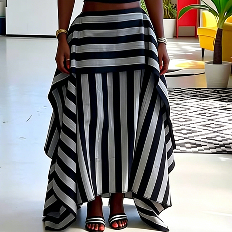 Summer Clothing Vacation - Fashion Irregular Splice Ruffle Edge Outfit