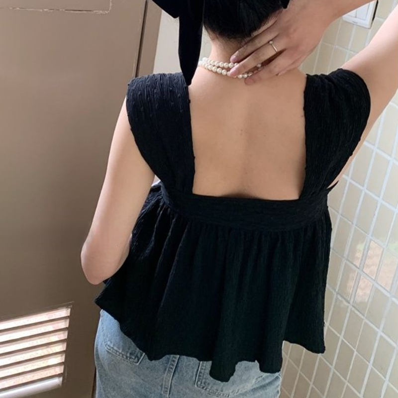 Sleeveless Blouses Women Backl - Crop Blouse Linen reseña y precio