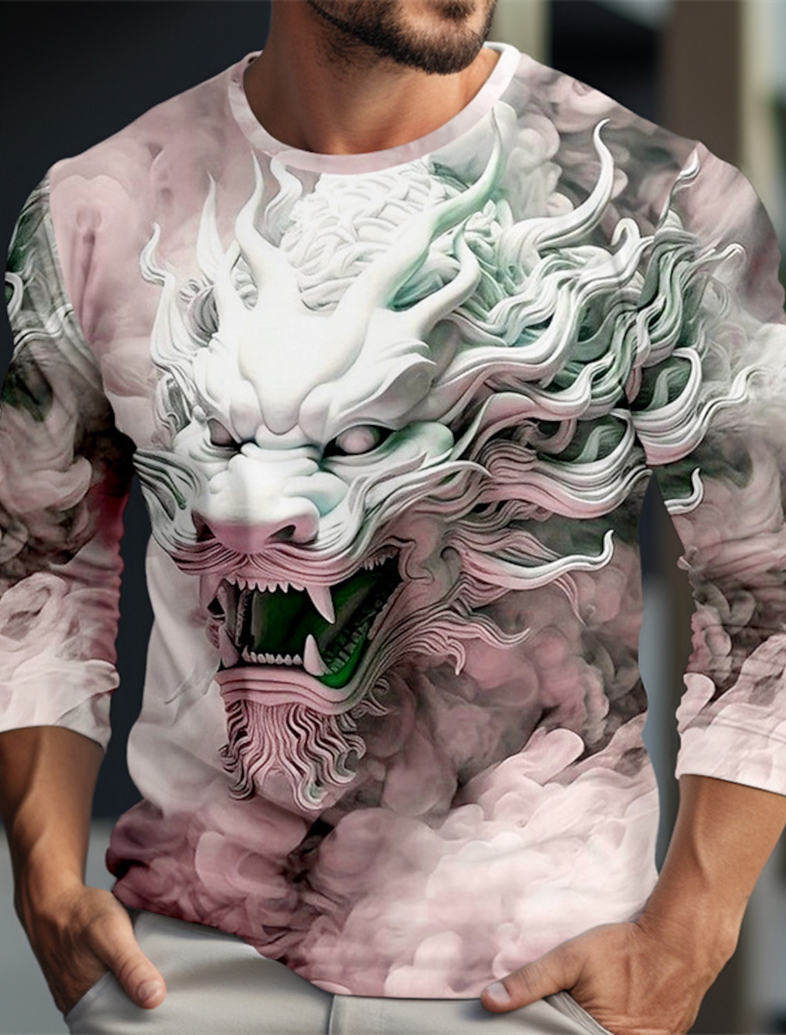 Dragon Pattern Casual Men's 3D - Summer Clothing Resort reseña y precio