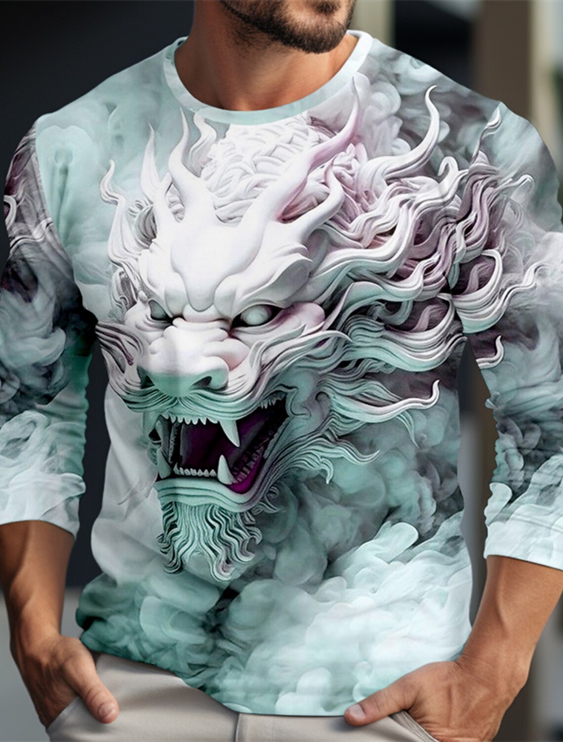 Dragon Pattern Casual Men's 3D - Summer Clothing Resort reseña y precio