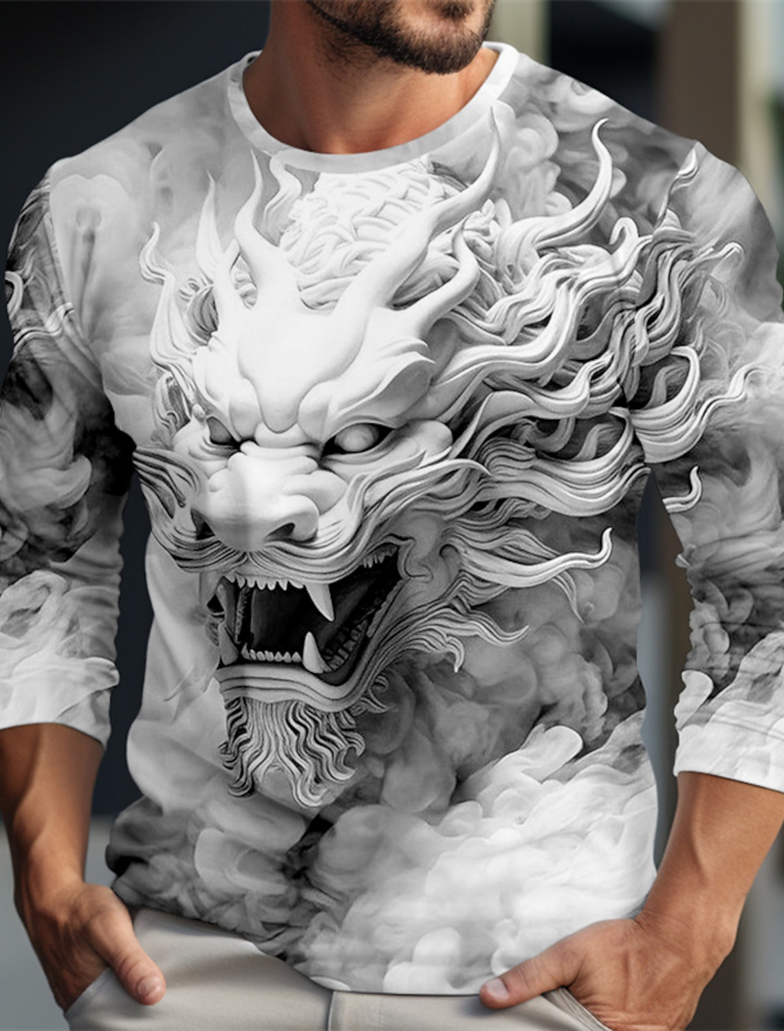 Dragon Pattern Casual Men's 3D - Summer Clothing Resort reseña y precio