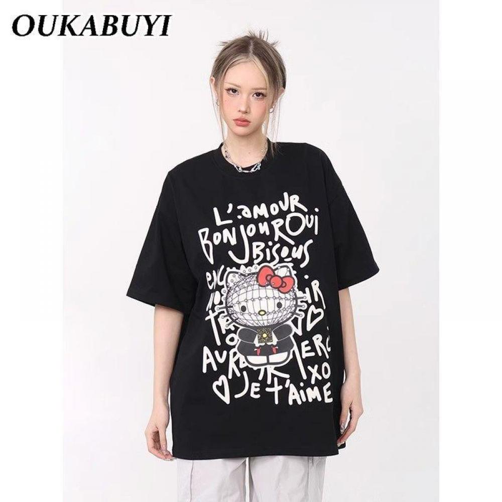 Cartoon Hello Kitty T-Shirt Sh - Summer Clothing Trends For Women reseña y precio