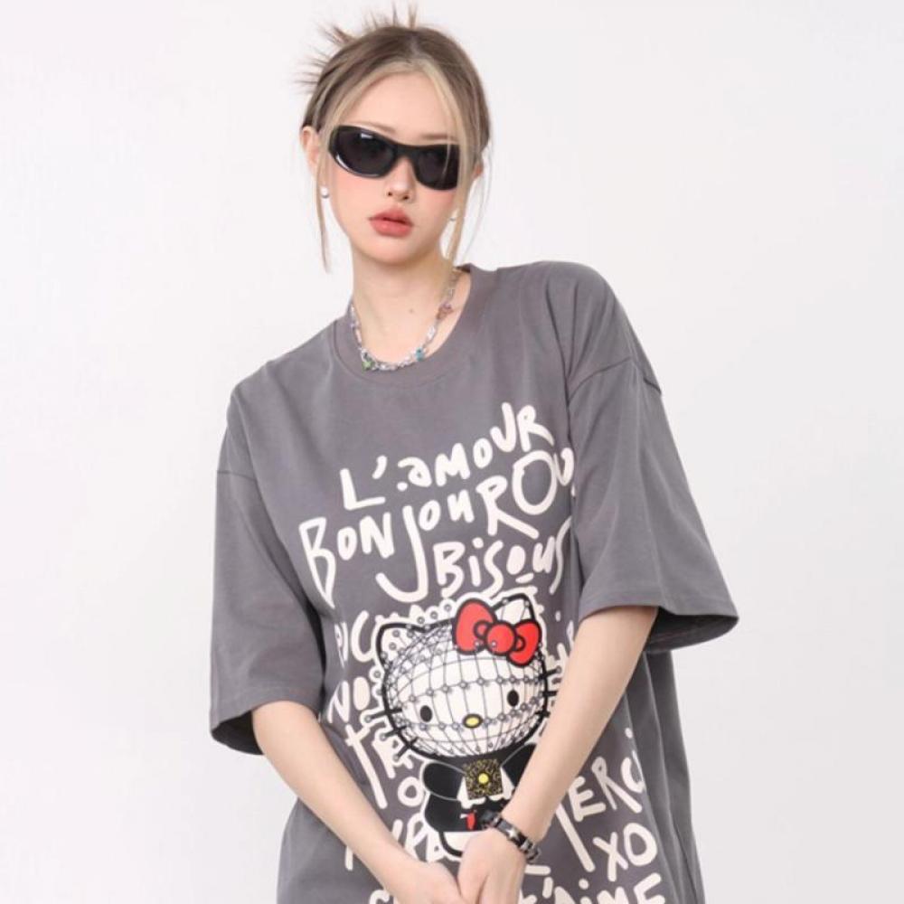 Cartoon Hello Kitty T-Shirt Sh - Summer Clothing Trends For Women reseña y precio