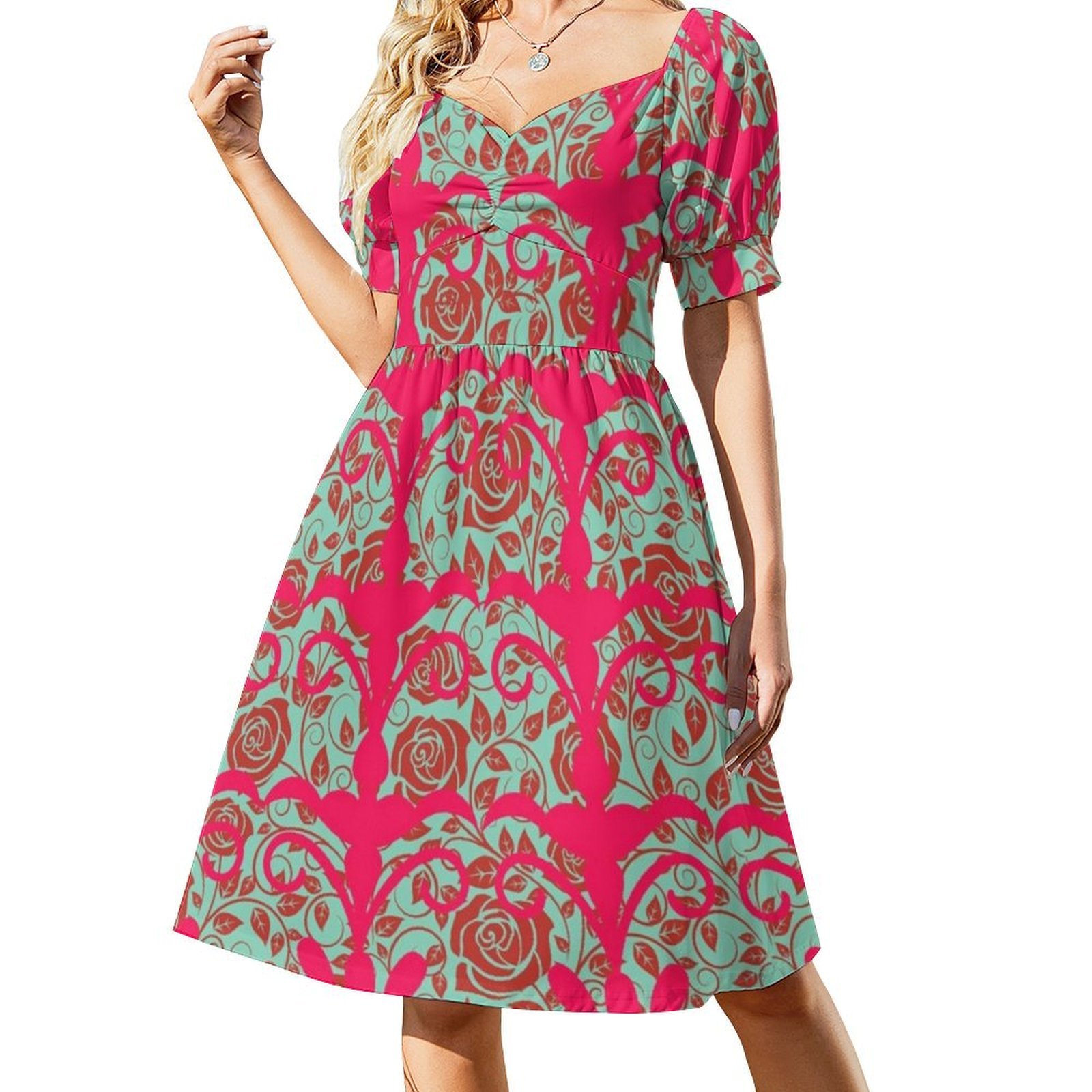 Floral Pattern Boho Chic Dress - Summer Clothing For A Beach reseña y precio
