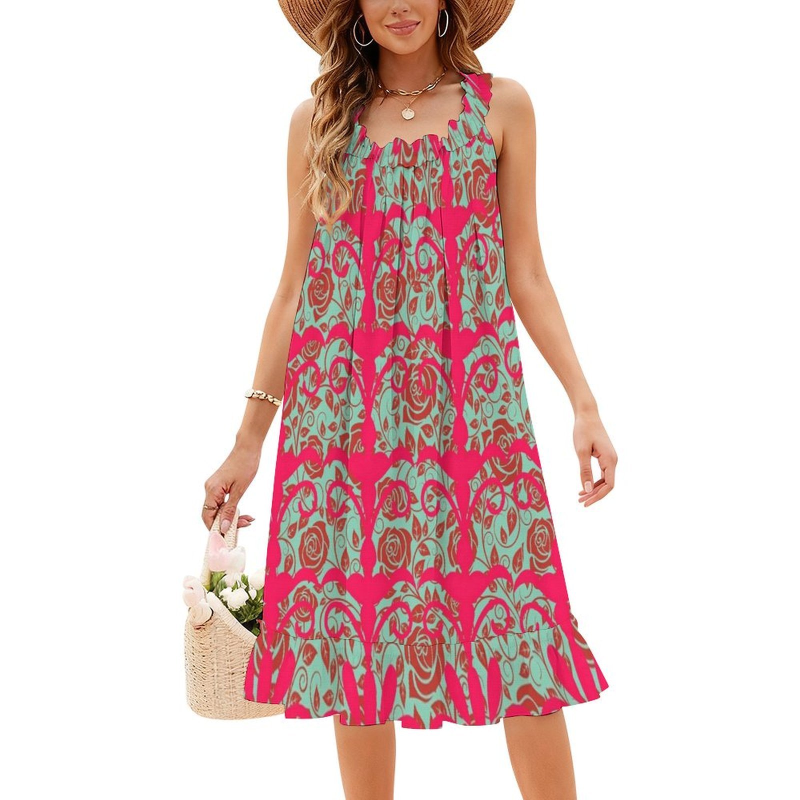 Floral Pattern Boho Chic Dress - Summer Clothing For A Beach reseña y precio