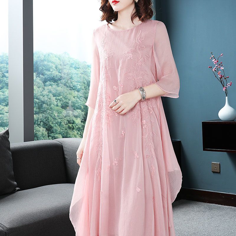 Elegant O-Neck Spliced Gauze E - Summer Gauze Clothing reseña y precio
