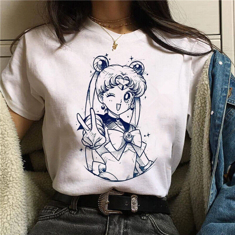 T Shirt 90s Anime Sailor Moon  - Summer Clothing Trends For Women reseña y precio