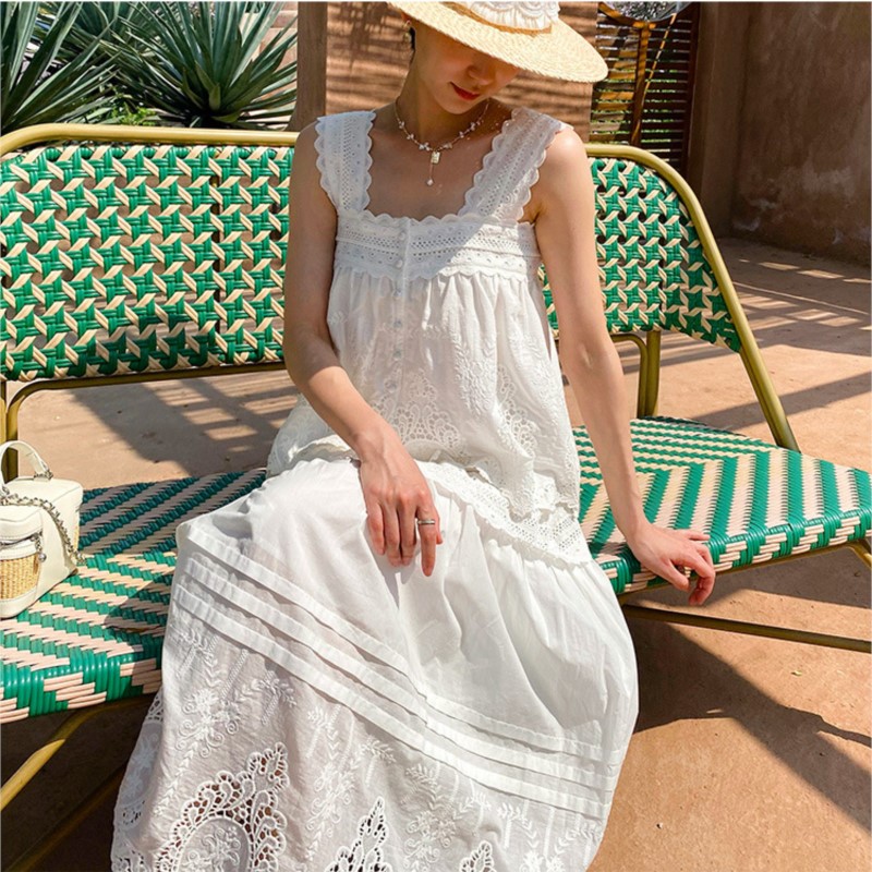Bohemian White Square-neck Ves - Summer Clothing Vacation reseña y precio