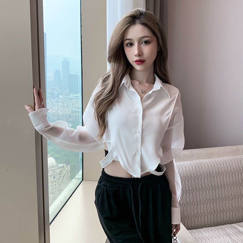 Shirts Women Retro Chic Patchw - Crop Blouse Linen reseña y precio