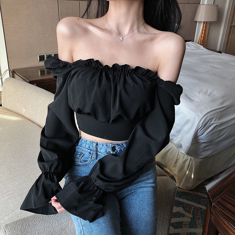 Blouses Women Black Puff Sleev - Crop Blouse Linen reseña y precio