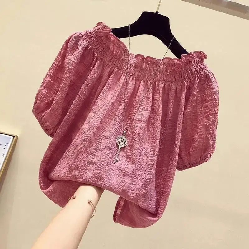 Rose Red casual slash neck puf - Summer Clothing In Winter reseña y precio