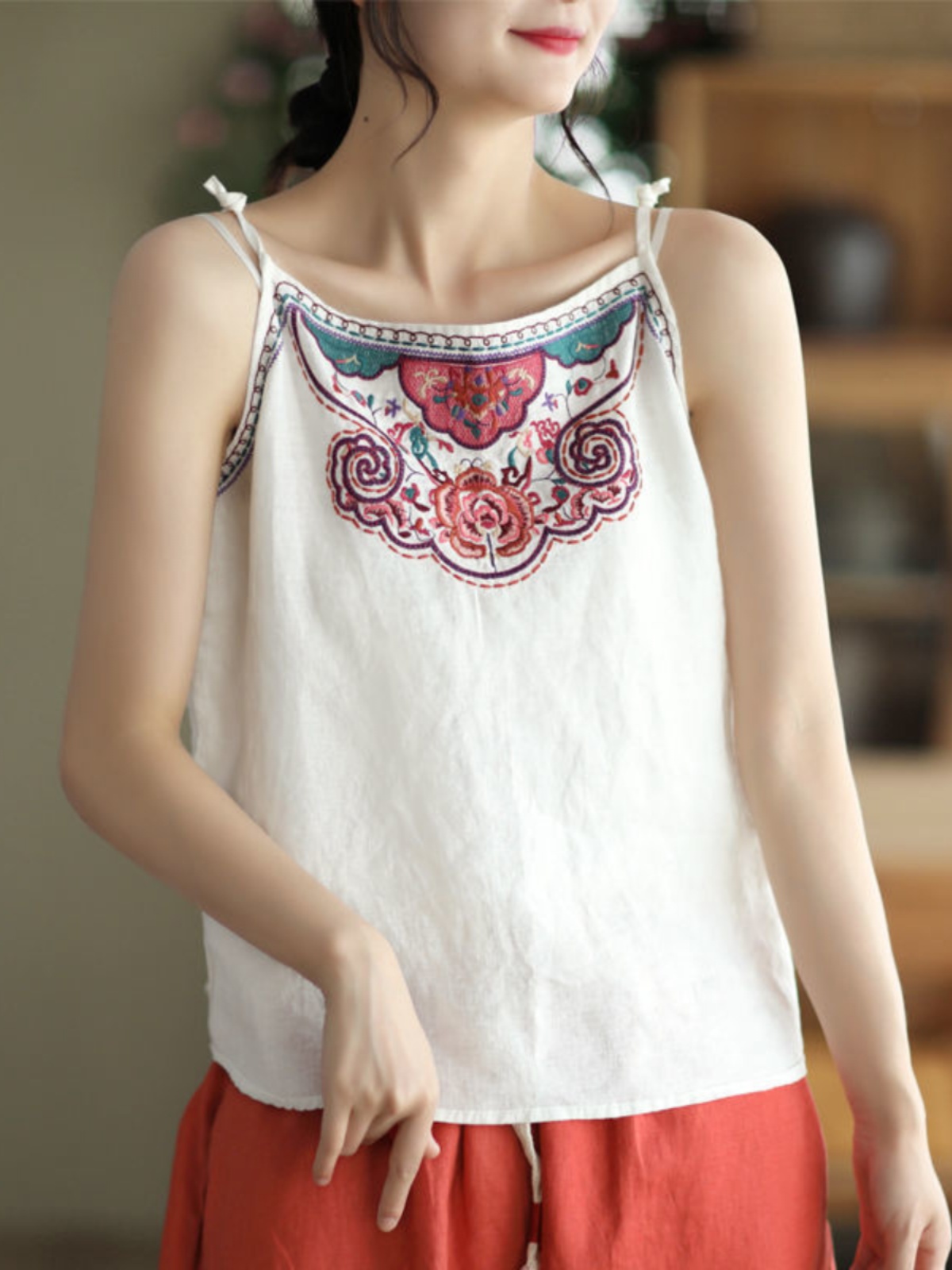 Women's Cotton Linen Crop Top  - Crop Blouse Linen reseña y precio
