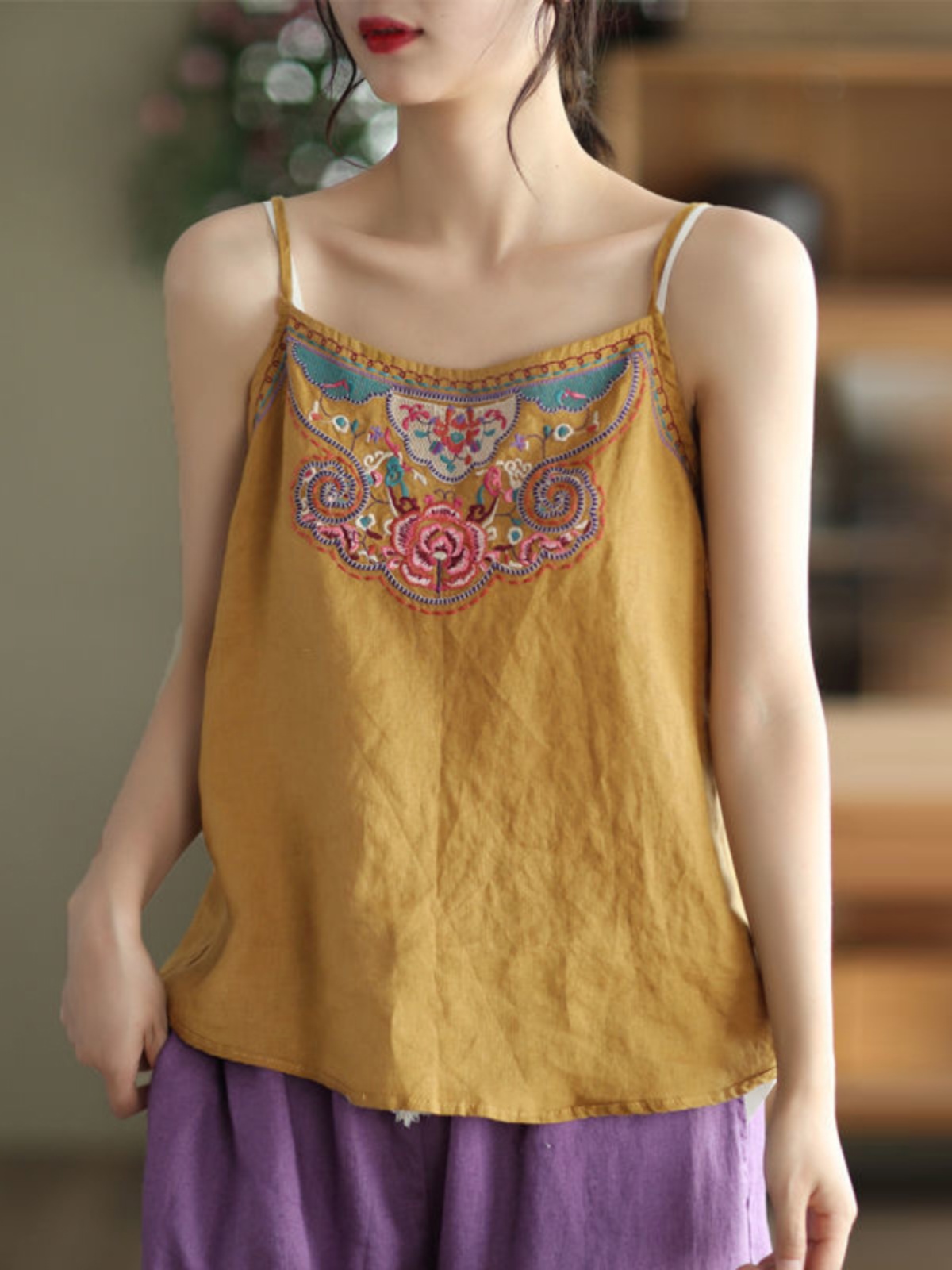 Women's Cotton Linen Crop Top  - Crop Blouse Linen reseña y precio