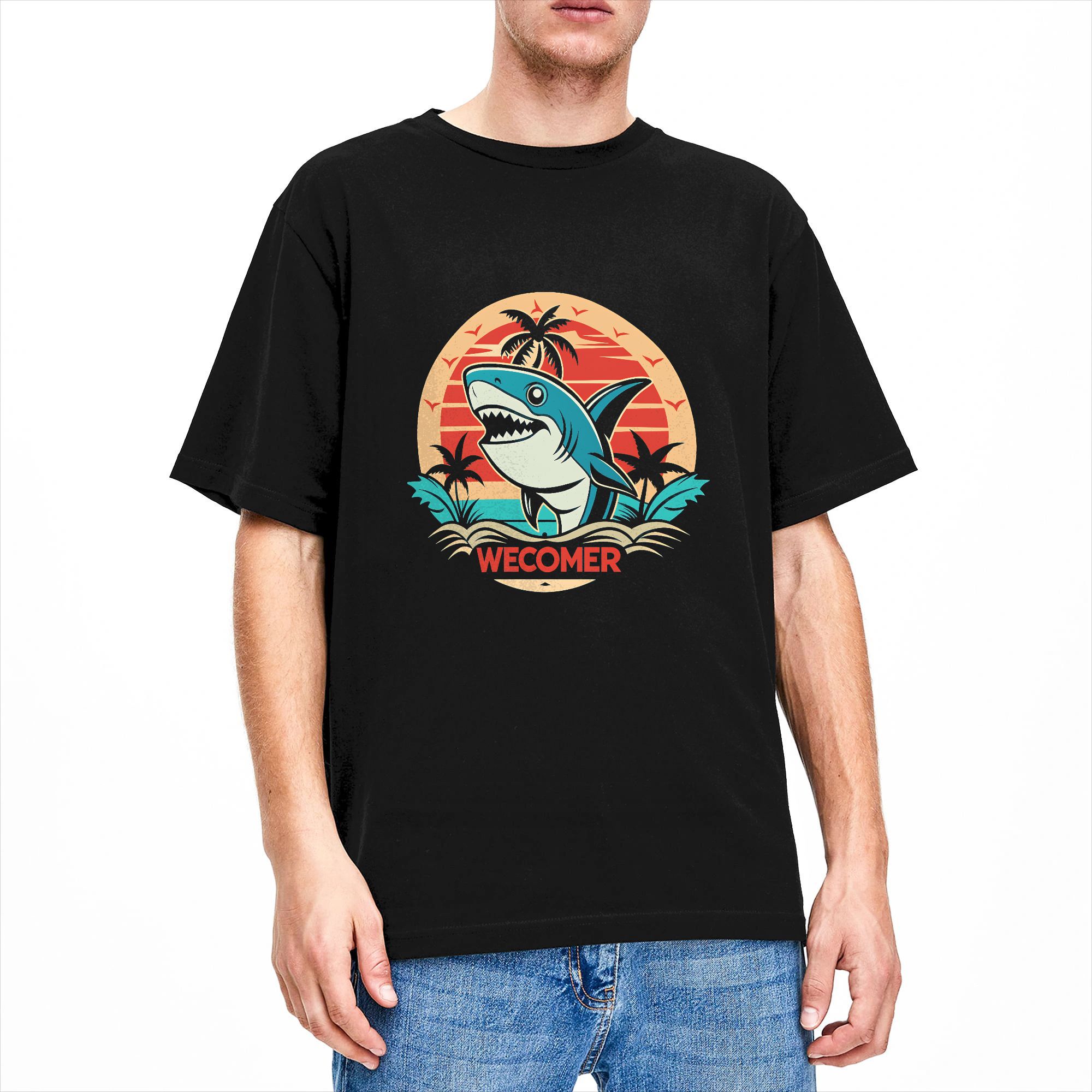 Men's T Shirt Retro Shark Clip - Summer Clothing Clipart reseña y precio