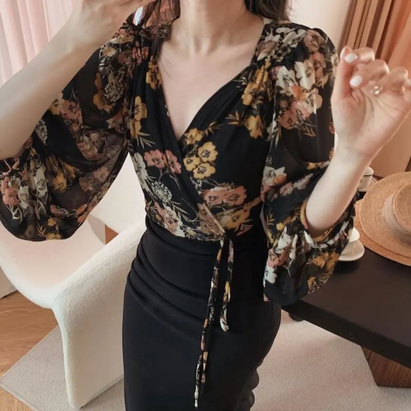 Japan Style Vintage Floral Blo - Crop Blouse Linen reseña y precio