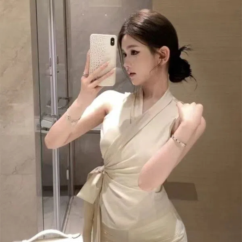 Temperament V Neck Bandage Sle - Summer Clothing Trends For Women reseña y precio