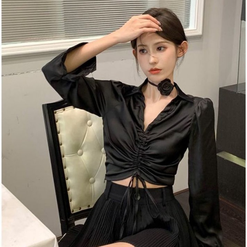 Sexy Blouses Women Pure Long S - Crop Blouse Linen reseña y precio