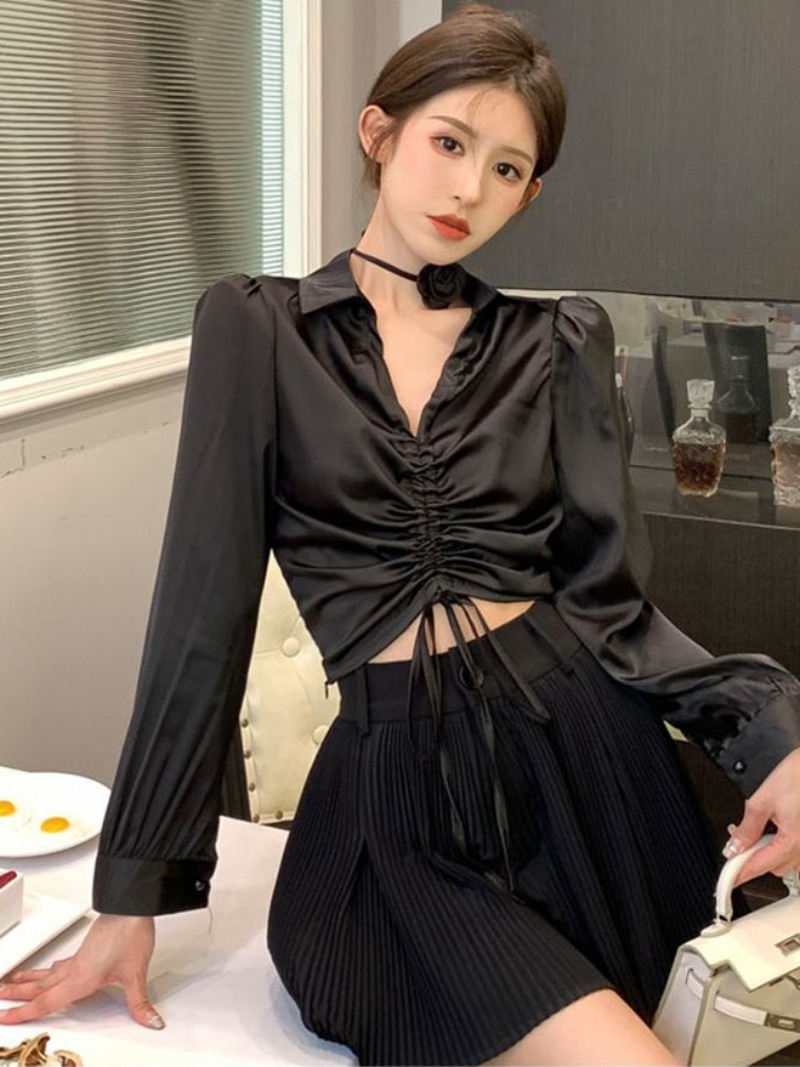 Sexy Blouses Women Pure Long S - Crop Blouse Linen reseña y precio