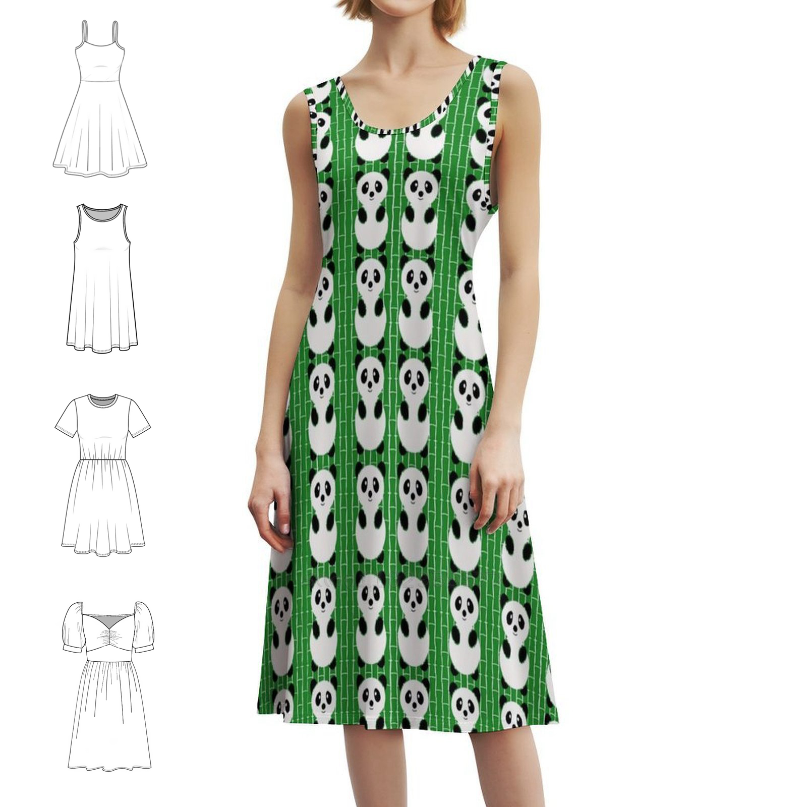 Panda Pattern Boho Chic Dress  - Summer Clothing For A Beach reseña y precio
