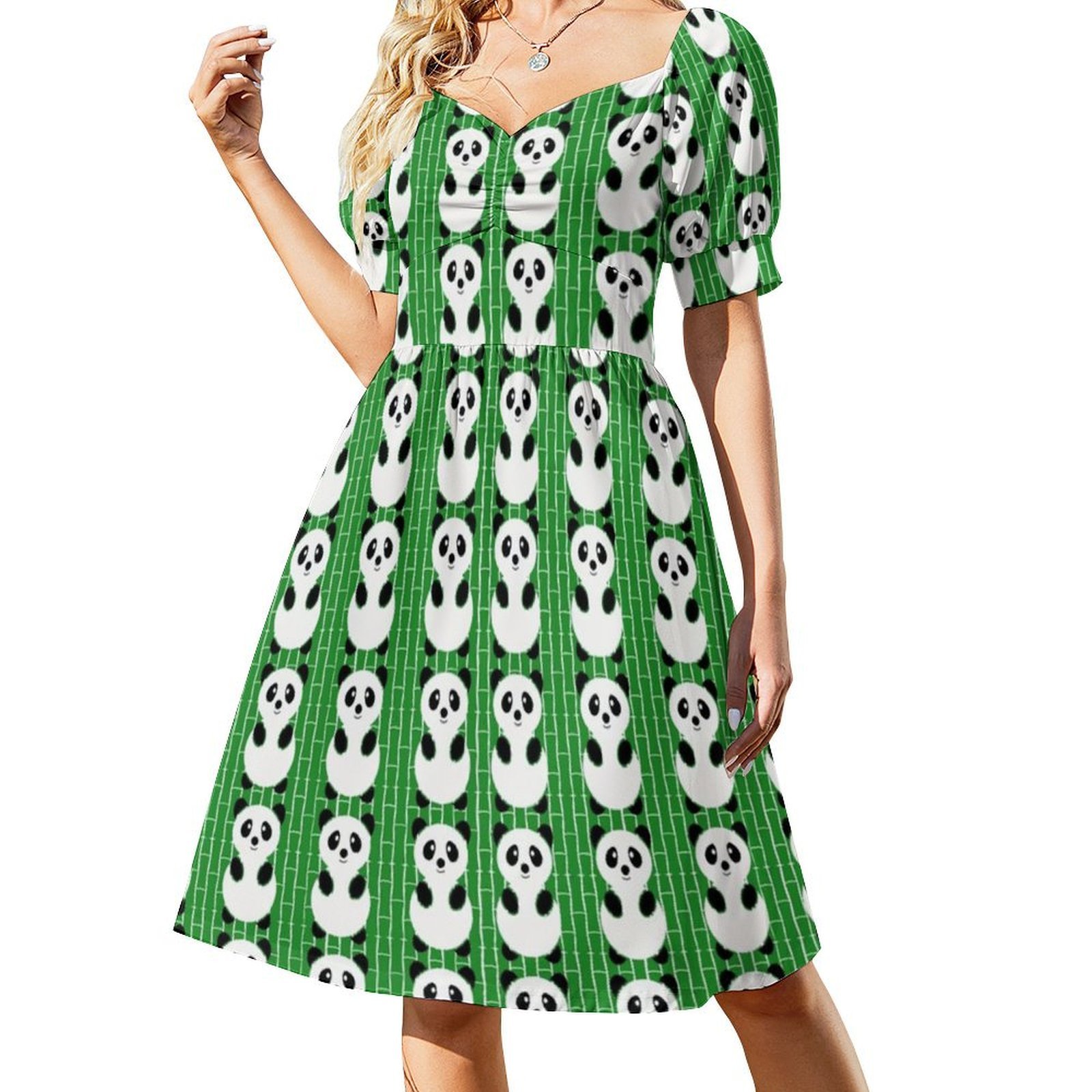 Panda Pattern Boho Chic Dress  - Summer Clothing For A Beach reseña y precio