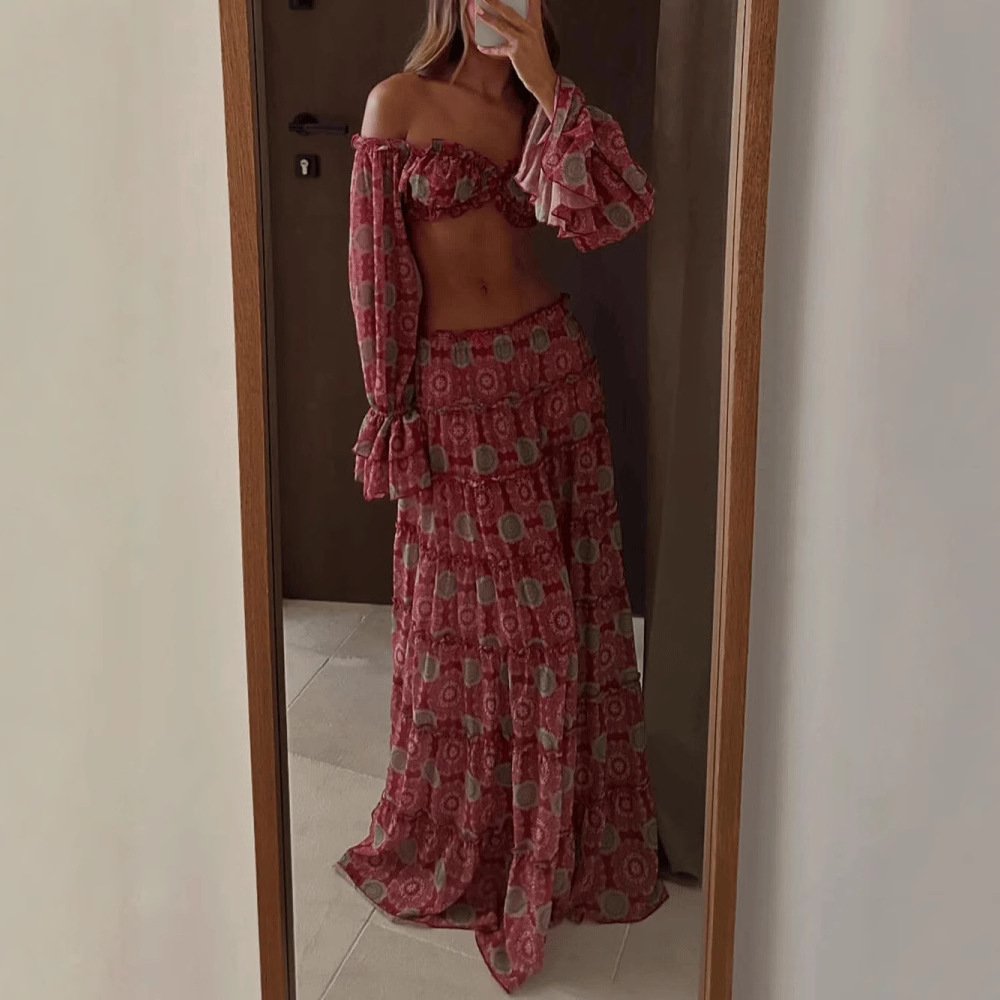 Vintage Print Skirt Two Piece  - Summer Clothing Vacation reseña y precio