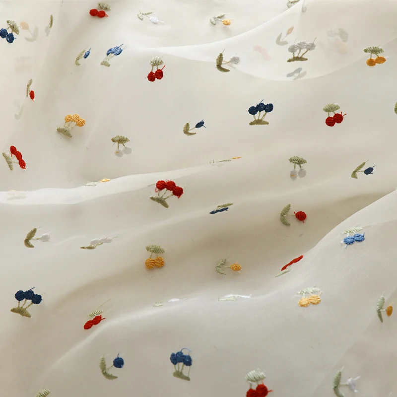 145x50cm White Fruit Embroider - Summer Gauze Clothing reseña y precio