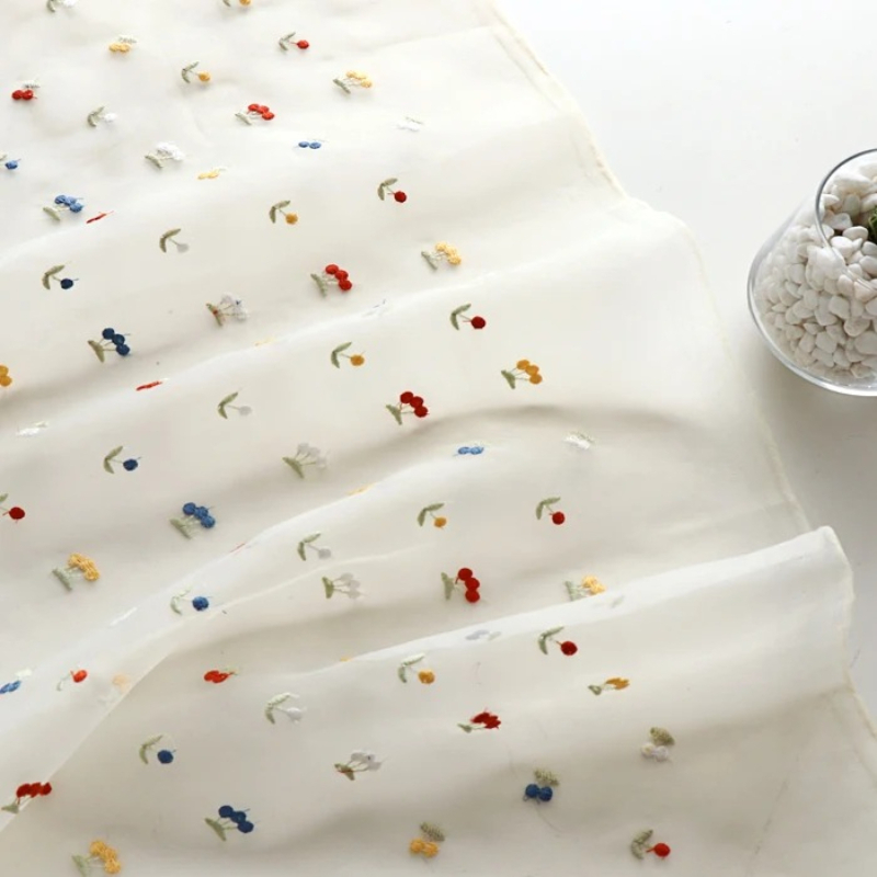 145x50cm White Fruit Embroider - Summer Gauze Clothing reseña y precio