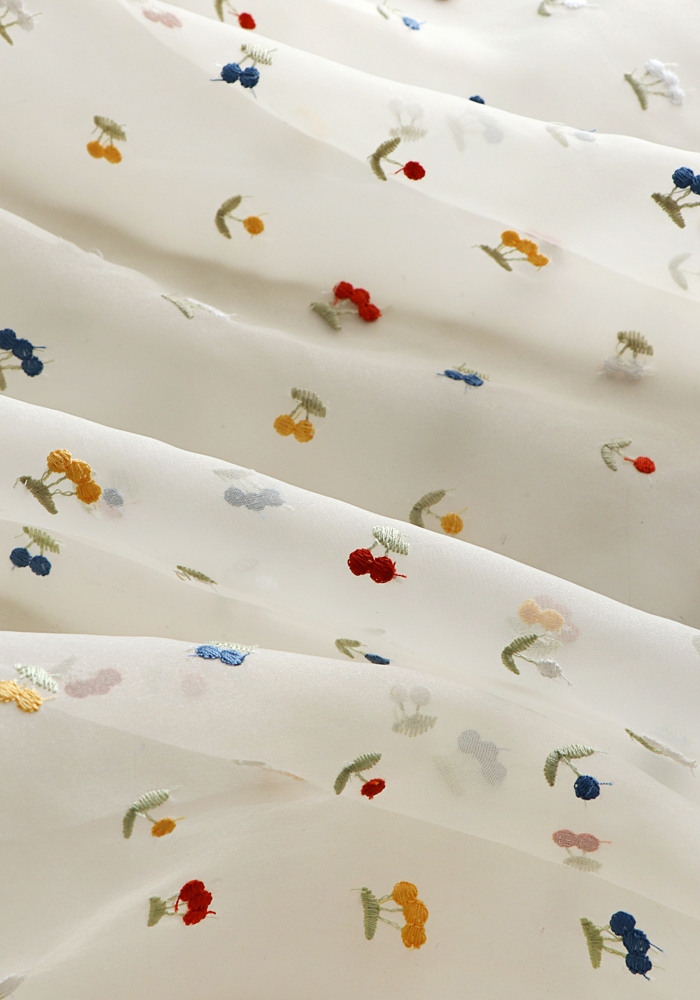 145x50cm White Fruit Embroider - Summer Gauze Clothing reseña y precio