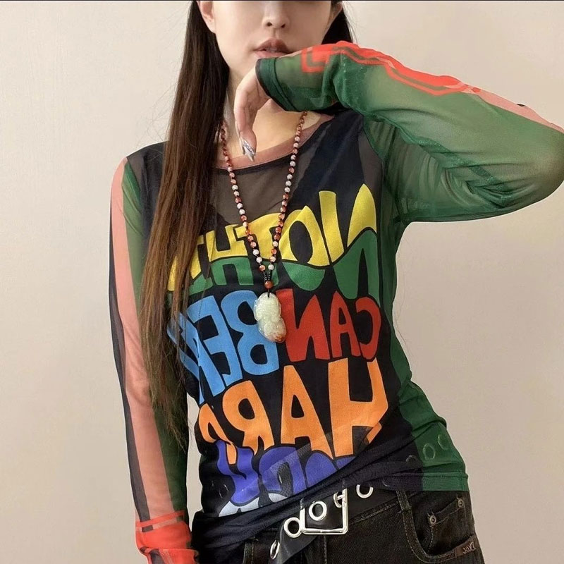 Casual Letter Printed T-shirt  - Summer Gauze Clothing reseña y precio