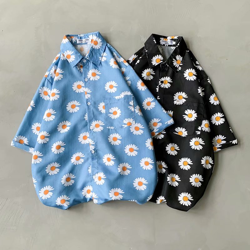 Daisy Print Hawaiian Beach Shi - Summer Clothing Resort reseña y precio