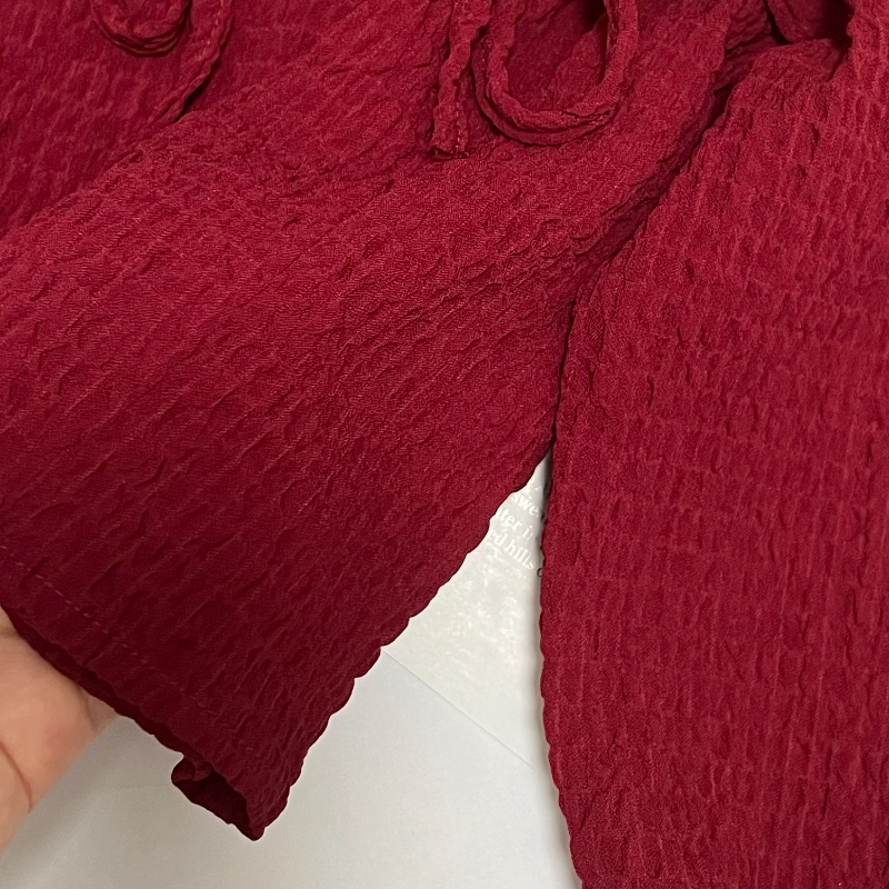 Red Blouses Lace Up Casual Vin - Crop Blouse Linen reseña y precio