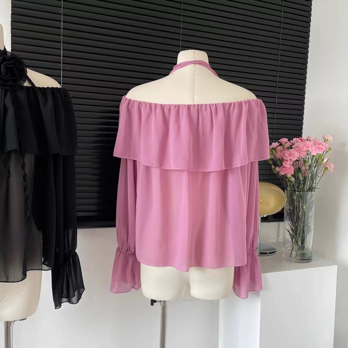 Blouses Women Slash Neck 3D Fl - Crop Blouse Linen reseña y precio