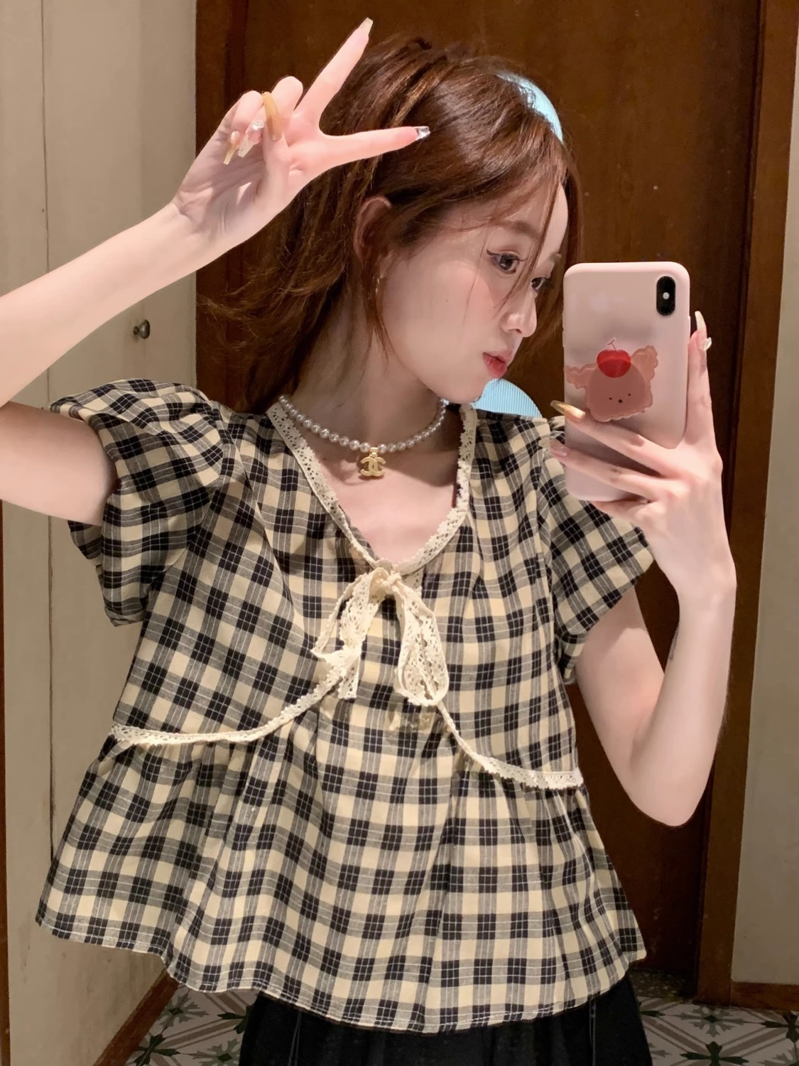 Blouses Women Plaid Vintage Li - Crop Blouse Linen reseña y precio
