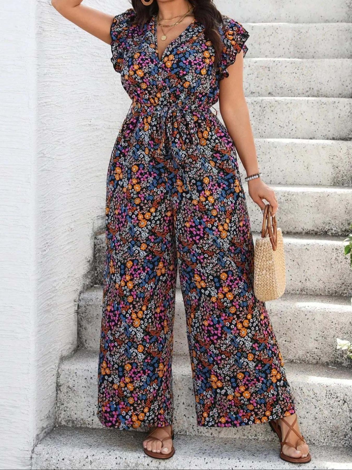 【Plus Size】 Floral Print Tie S - Summer Clothing Vacation reseña y precio