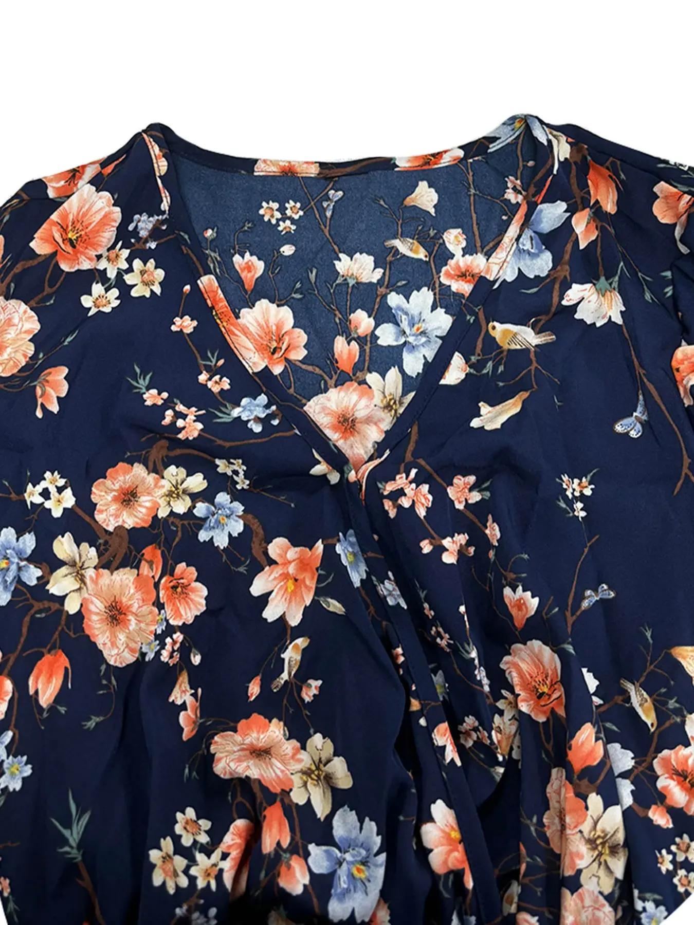 【Plus Size】 Floral Print Tie S - Summer Clothing Vacation reseña y precio