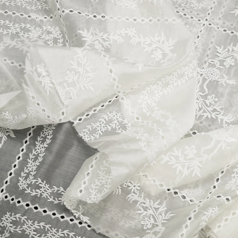 Hollow Embroidery Flower Fabri - Summer Gauze Clothing reseña y precio