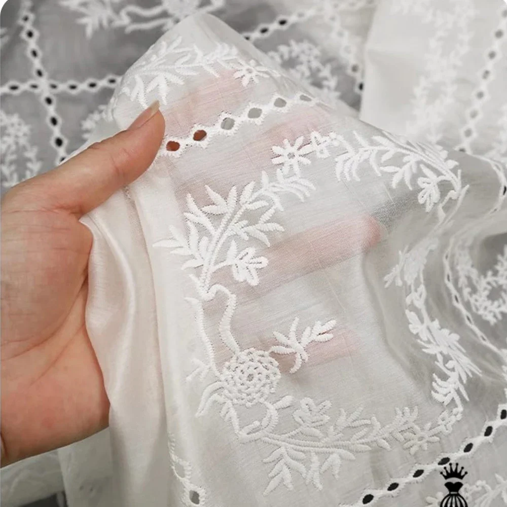 Hollow Embroidery Flower Fabri - Summer Gauze Clothing reseña y precio