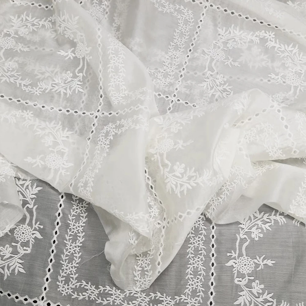 Hollow Embroidery Flower Fabri - Summer Gauze Clothing reseña y precio
