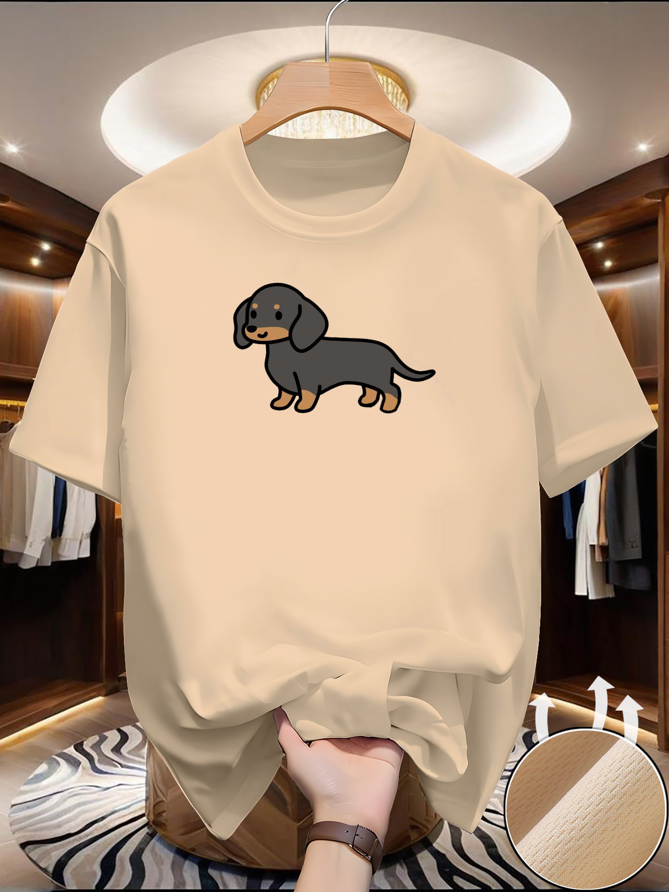 New Men's Dachshund print T-sh - Summer Clothing Europe reseña y precio