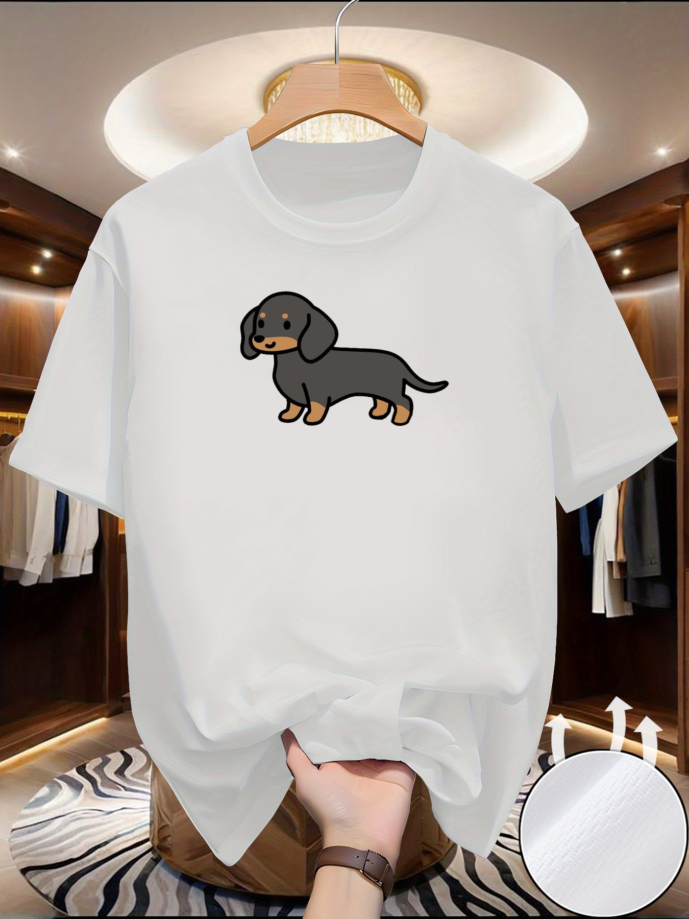 New Men's Dachshund print T-sh - Summer Clothing Europe reseña y precio