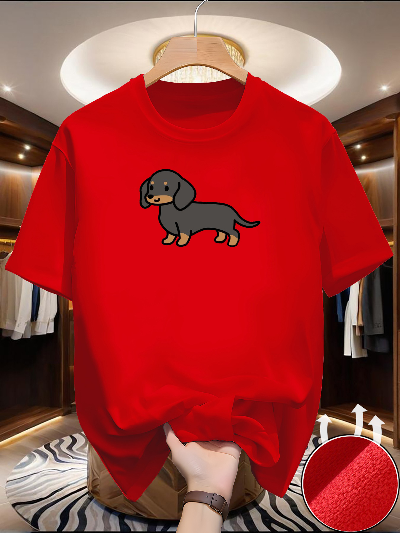New Men's Dachshund print T-sh - Summer Clothing Europe reseña y precio