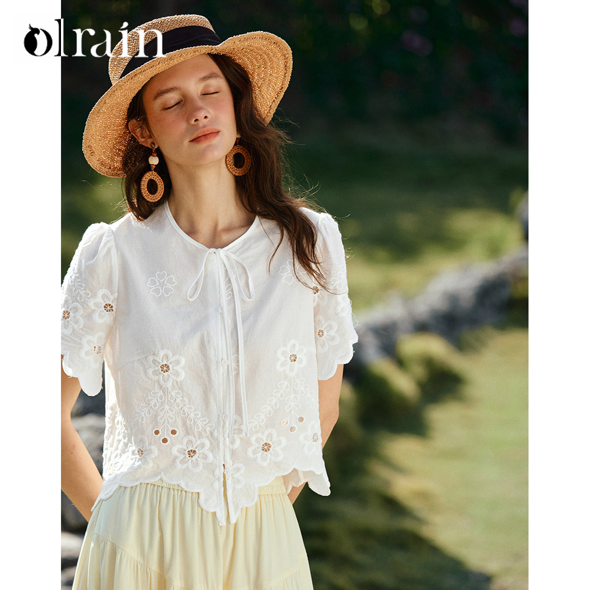 OLrain Women French Style Crop - Crop Blouse Linen reseña y precio
