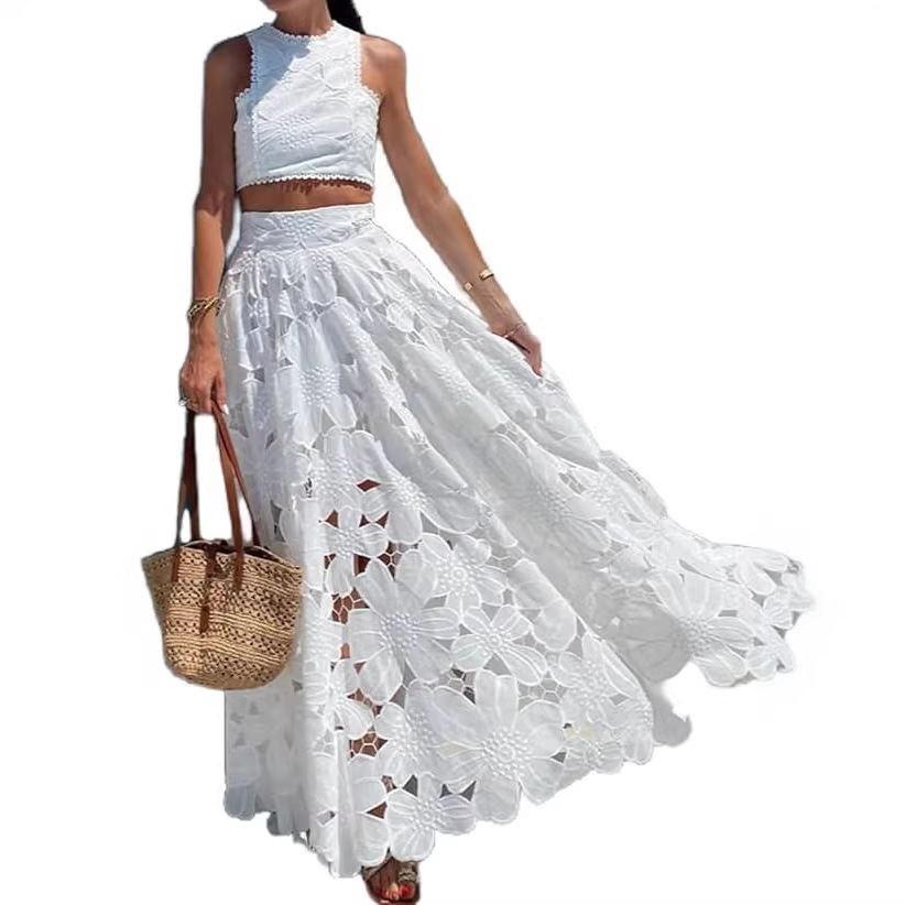 Women's White Floral Lace Embr - Summer Clothing Vacation reseña y precio